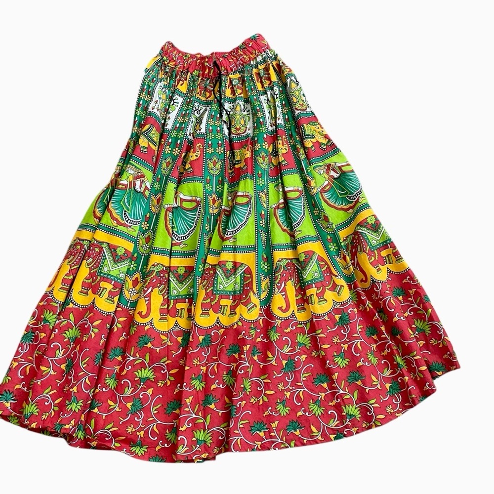 Source Unknown Vibrant Elephant Print A-Line Skirt - image 5